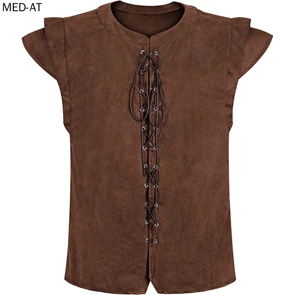 Жилет мужской из искусственной замши пиратский Готический жилет стимпанк в