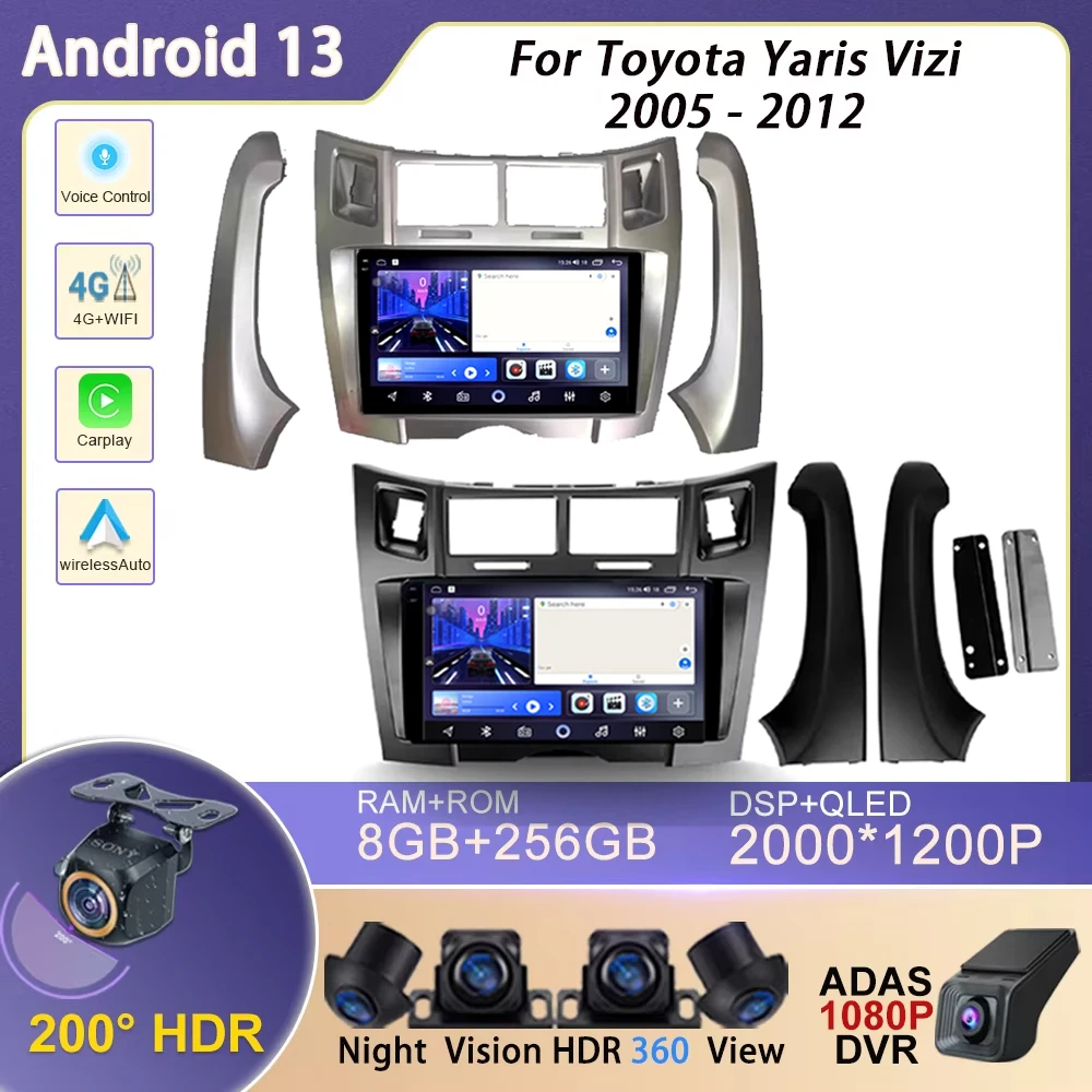 Для Toyota Yaris Vizi 2005 2006 2007-2012 Carplay Автомобильный мультимедийный плеер Радио XP90