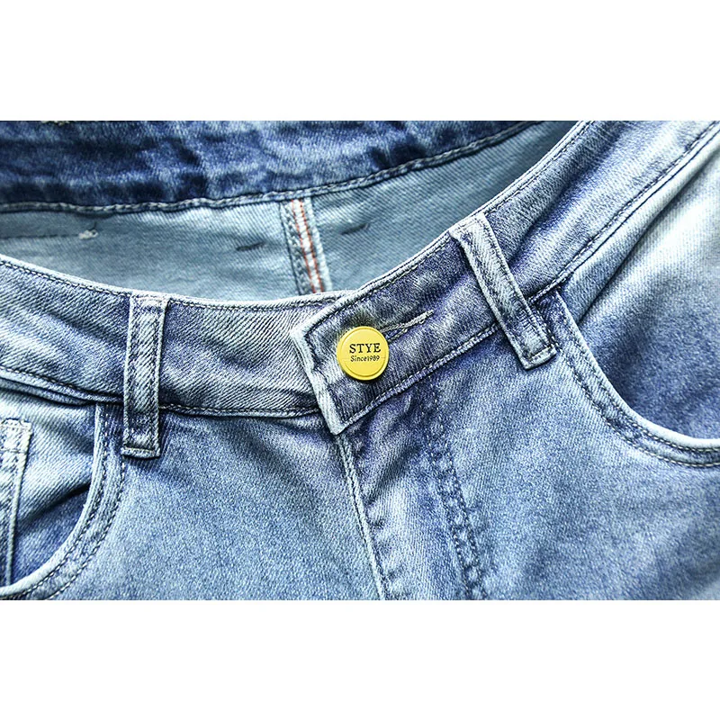 Y2k Streetwear Jeans for Men High Street Fashion Men Clothing Slim Ripped Jeans Mid Waist Cropped Jeans