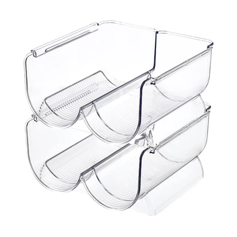 

Пластиковый Штабелируемый Держатель для бутылок с водой, 2 шт., корзина для хранения, стойка-органайзер для бутылок с водой и вином