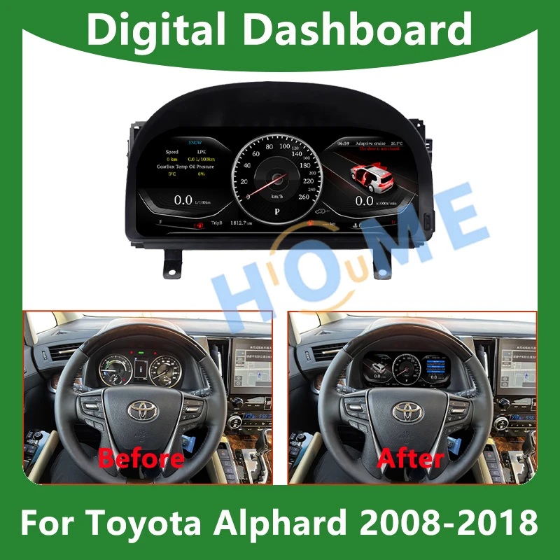 

Digital Dashboard Panel Virtual Instrument Cluster CockPit LCD Speedometer For TOYOTA ALPHARD 2008-2018
