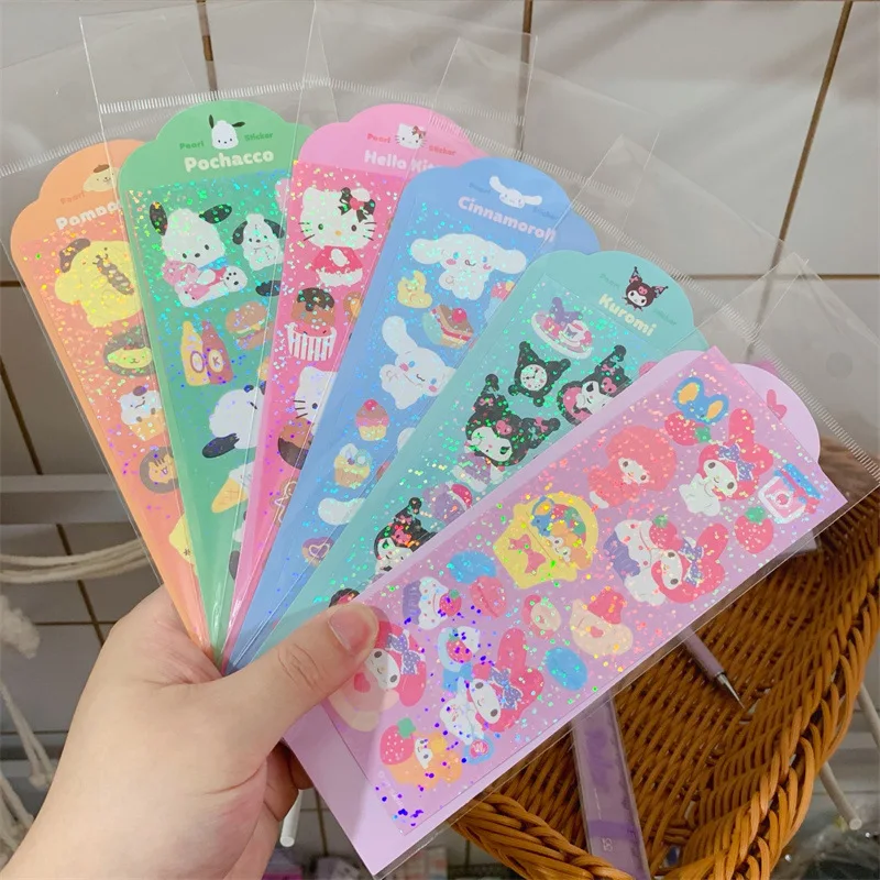 

Sanrio laser stickers goo click stickers cute Cinnamon mymelody Kuromi handbook stickers children's gifts