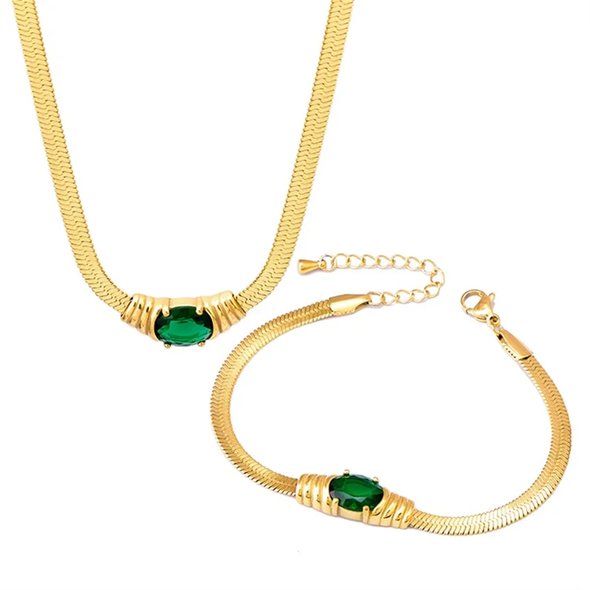 Цепочка Из Нержавеющей Стали 316L с фианитами и змеиными косточками