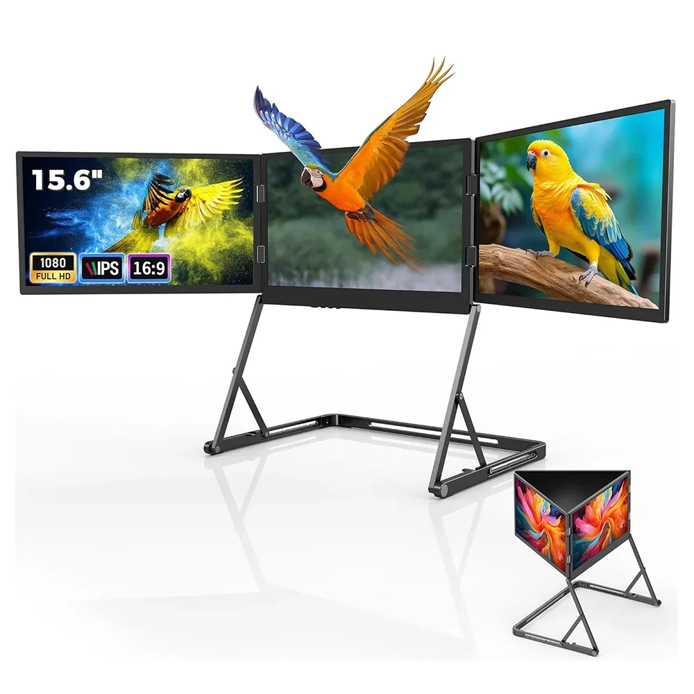Фото Tricreate 15,6-дюймовый тройной интерфейс 1080P FHD USB-C, новый инфракрасный портативный монитор для ноутбука, IPS ЖК-дисплей, алюминий №1