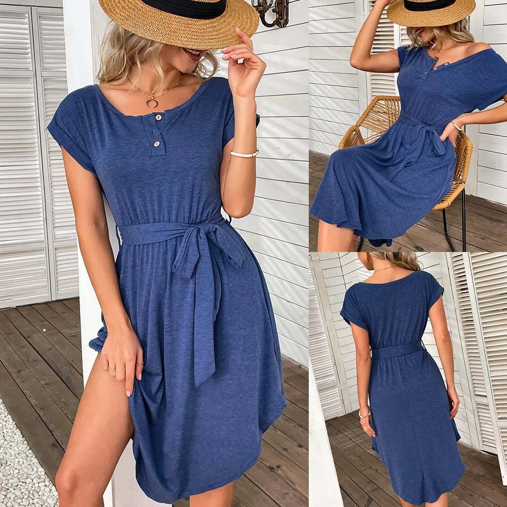 

Оригинальная Женская одежда, однотонное платье в сеточку, вязаная юбка с коротким рукавом, для отдыха, весна-лето 2021