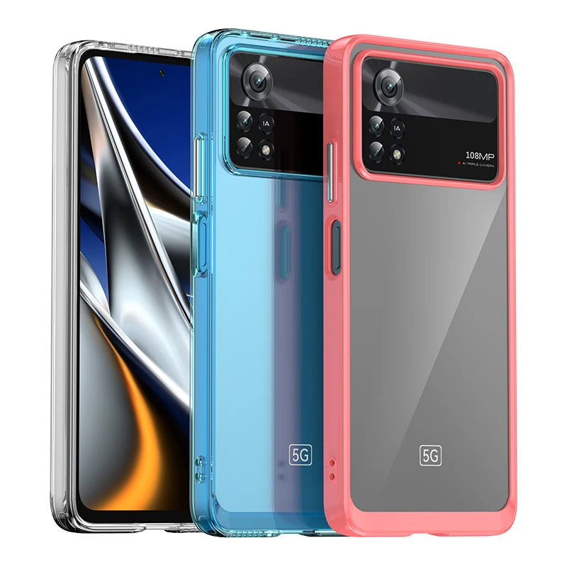 For Poco X4 Pro Case For Poco X4 Pro Cover Coque Fundas Hard Clear Translucent Soft Frame Phone Bumper For Poco X4 Pro
