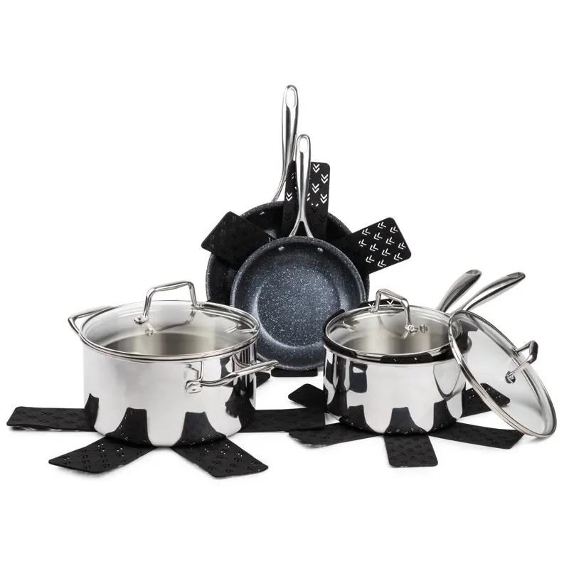 

Non-Stick 12-Piece Cookware Set Tri-Ply Stainless Steel