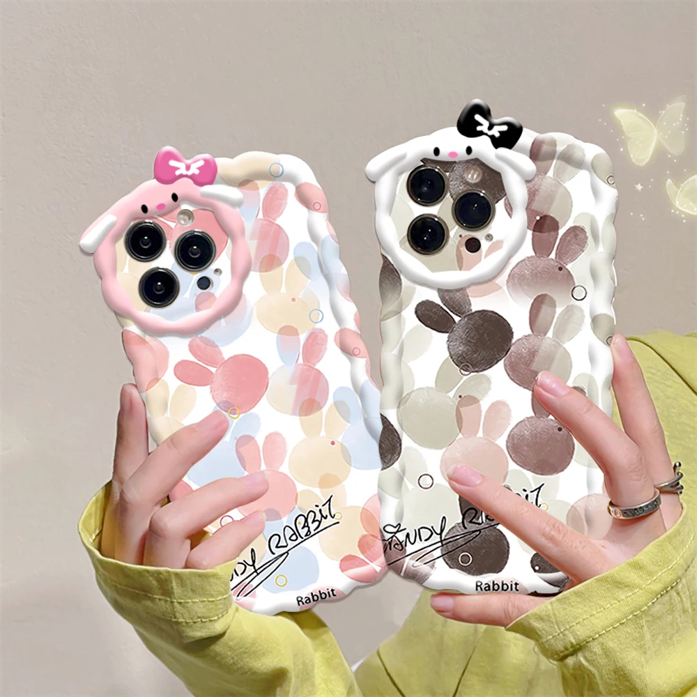 

For iPhone 11 13 Pro 14 12 Plus X XS Max XR Cartoon Multi-color Rabbit Pattern Popular Fashion Cute Phone Cover Coque Funda