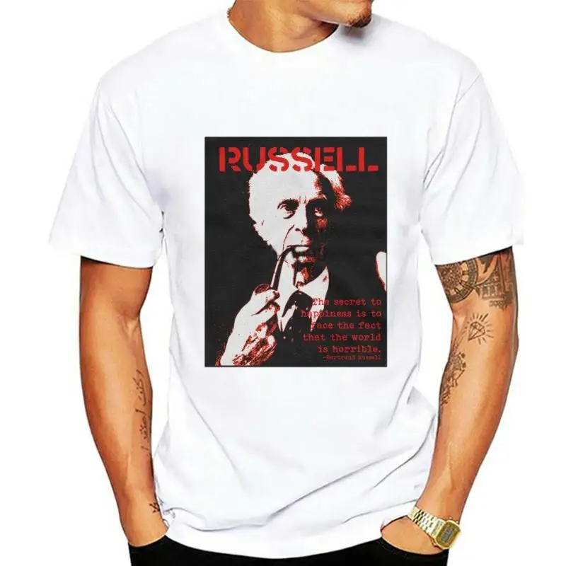Классическая черная футболка унисекс Бертран Рассел счастье ограниченный
