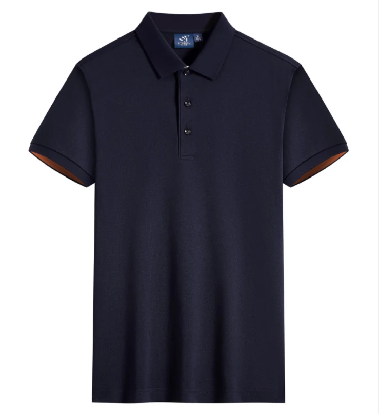 

summer Solid color Lapel T-shirt short sleeve logo cool and breathable work clothes Men Short CCB31