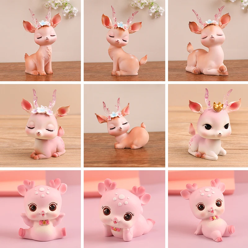 

Resin Deer Cake Toppers Birthday Party Decoration Baking Suplies Decor Mini Cute Deer Car Decoration Wedding Decoration Gift