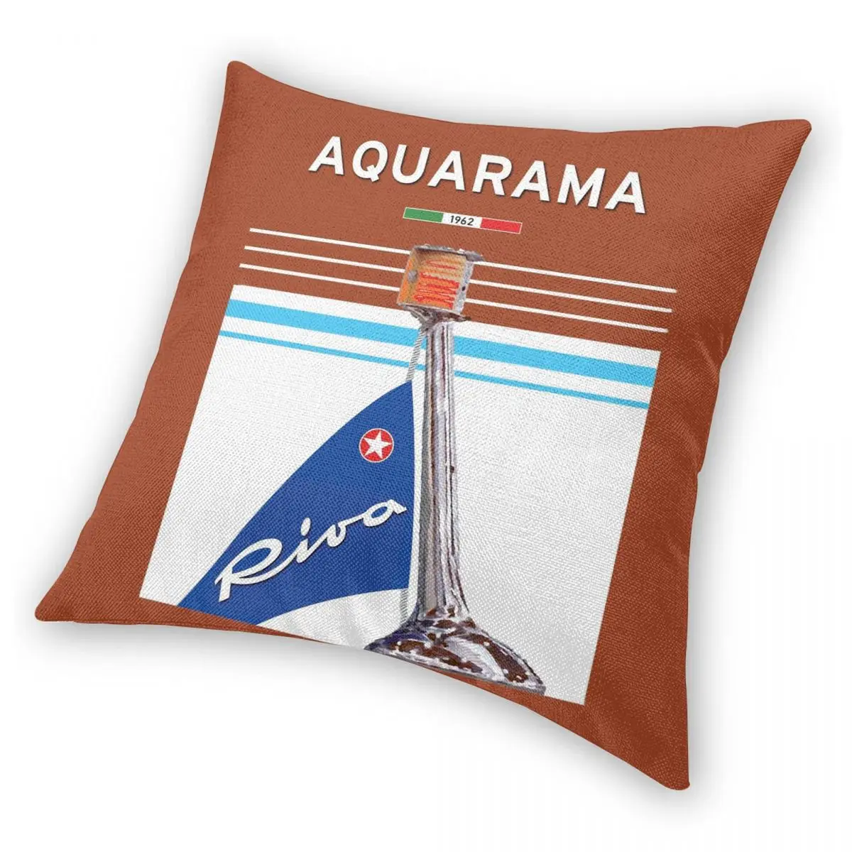 Riva Aquarama 1962 Italy Travel Poster Square Pillowcase Polyester Linen Velvet Printed Zip Decor Sofa Cushion Cover Wholesale