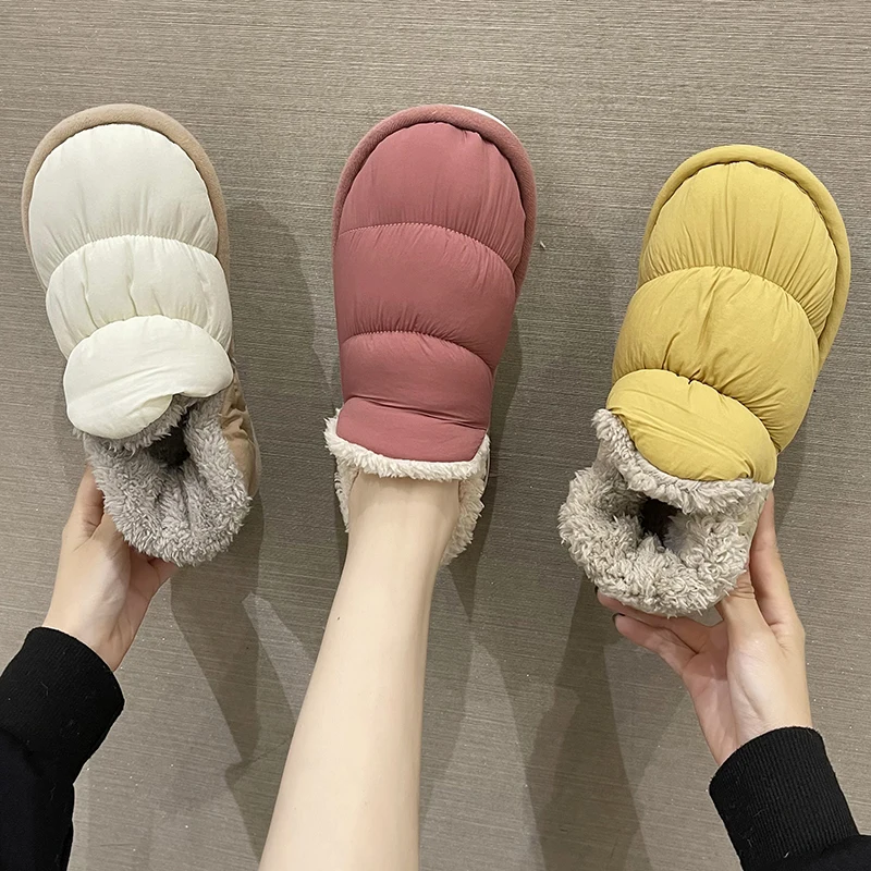

Women's Shoes Platform Low Heels Casual Female Sneakers Clogs Winter Basic Fabric PU Rubber Slipper Sewing Down Cover Hoof