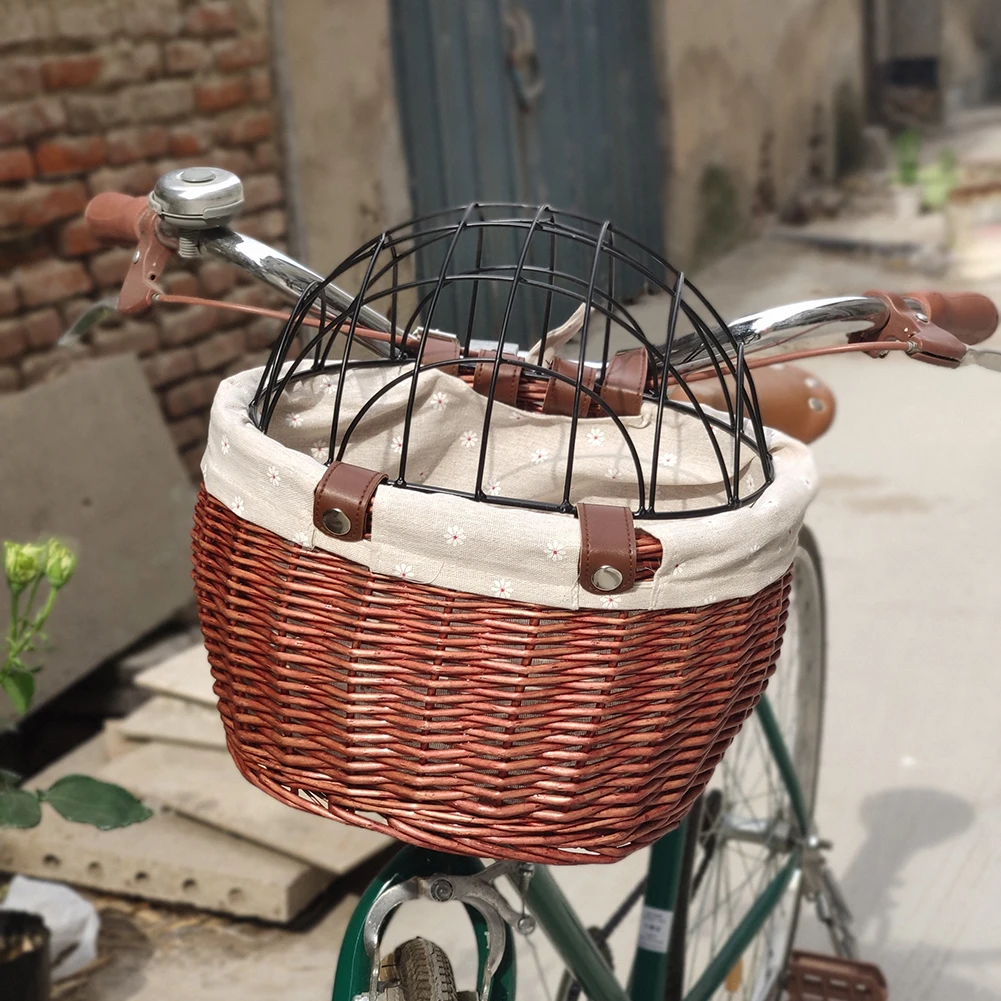 

Pet Dog Carrier Basket Pet Carriers Bike Handle Fixing Pannier Pet Carrier Hand-woven Basket Cycling Equipment