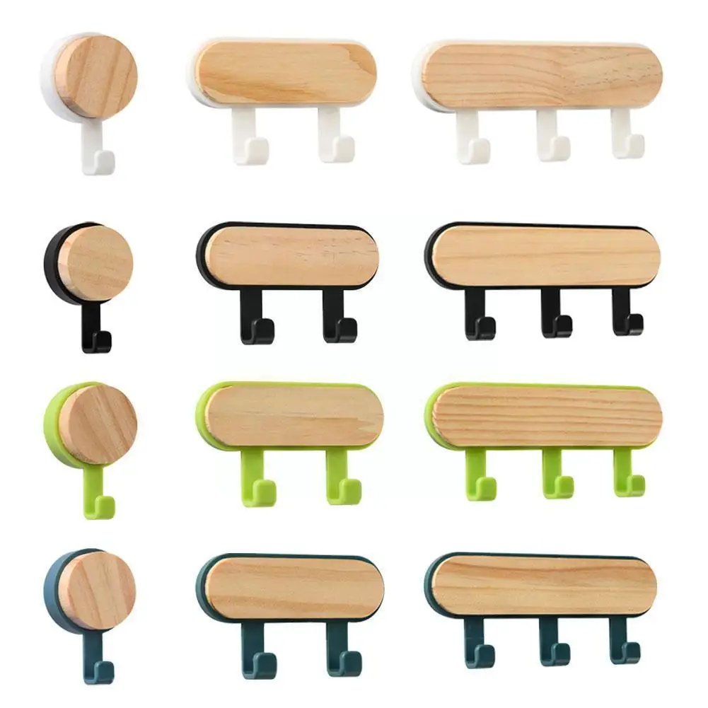 

Wall-mounted Wooden Plastic Hooks Self-adhesive Clothes Hanger Holder Home Home Room Bags Supplies Coat Living Rack Key Sto O9N4