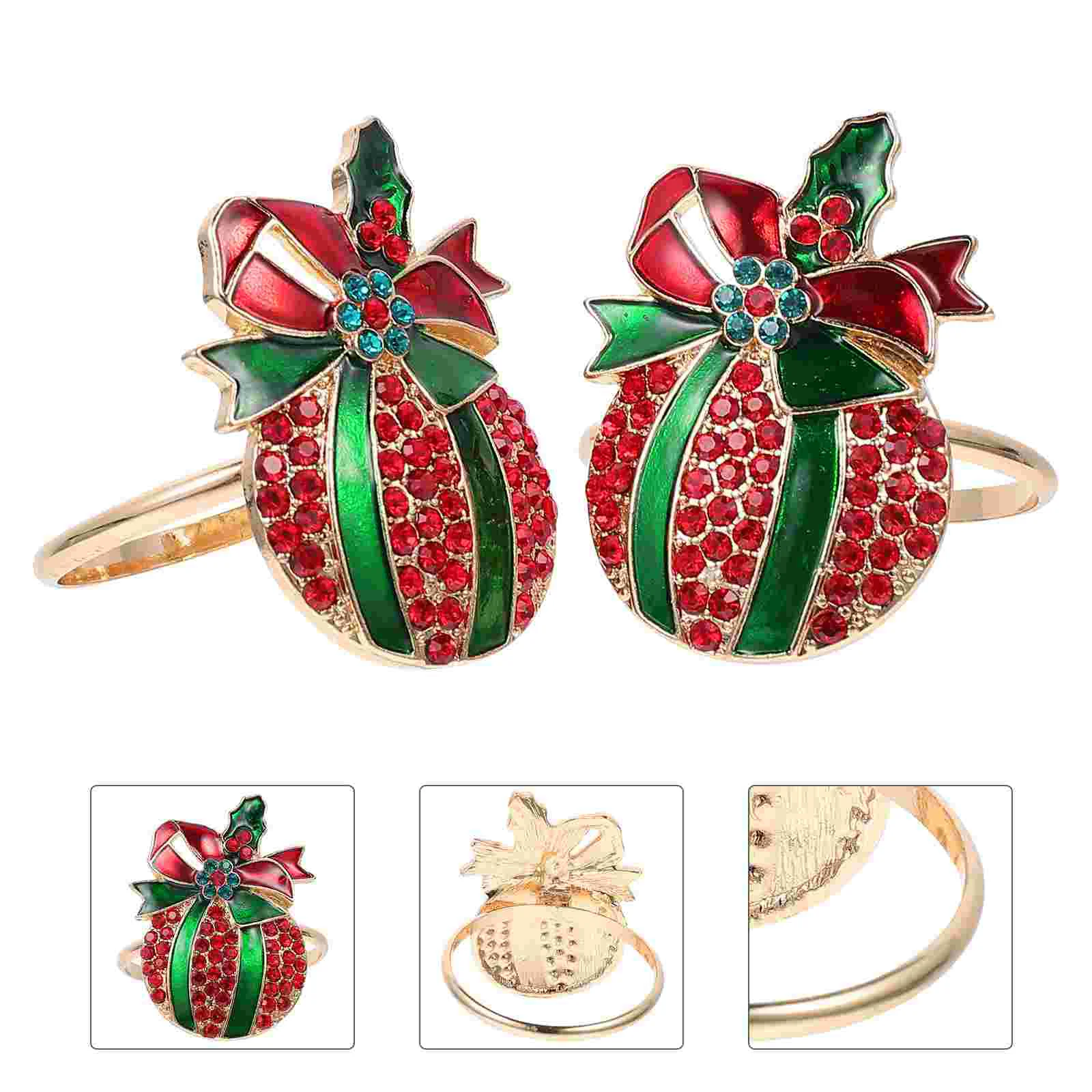 

Napkin Rings Christmas Holders Jingle Bell Bandsholiday Deer Metal Serviette Buckle Festive Crystal