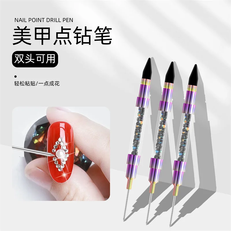 Акриловая Двухсторонняя ручка-точек для ногтей 1 шт. искусственный кристалл