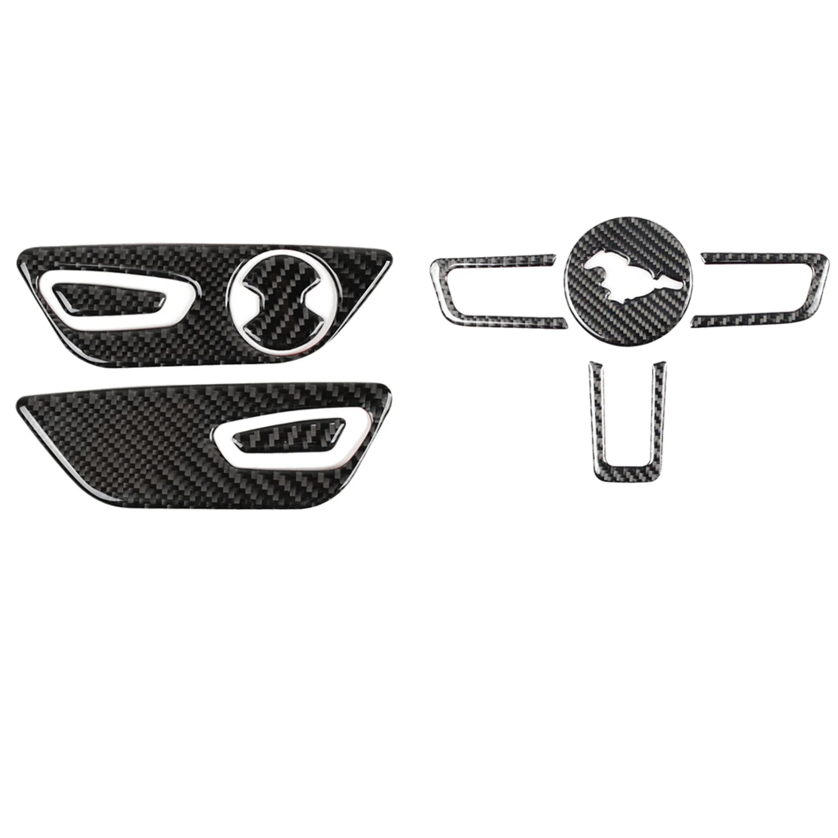 

4Pcs Steering Wheel Insert Cover Emblem Sticker With 5Pcs Car Interior Seat Adjustment Button Decoration Stickers