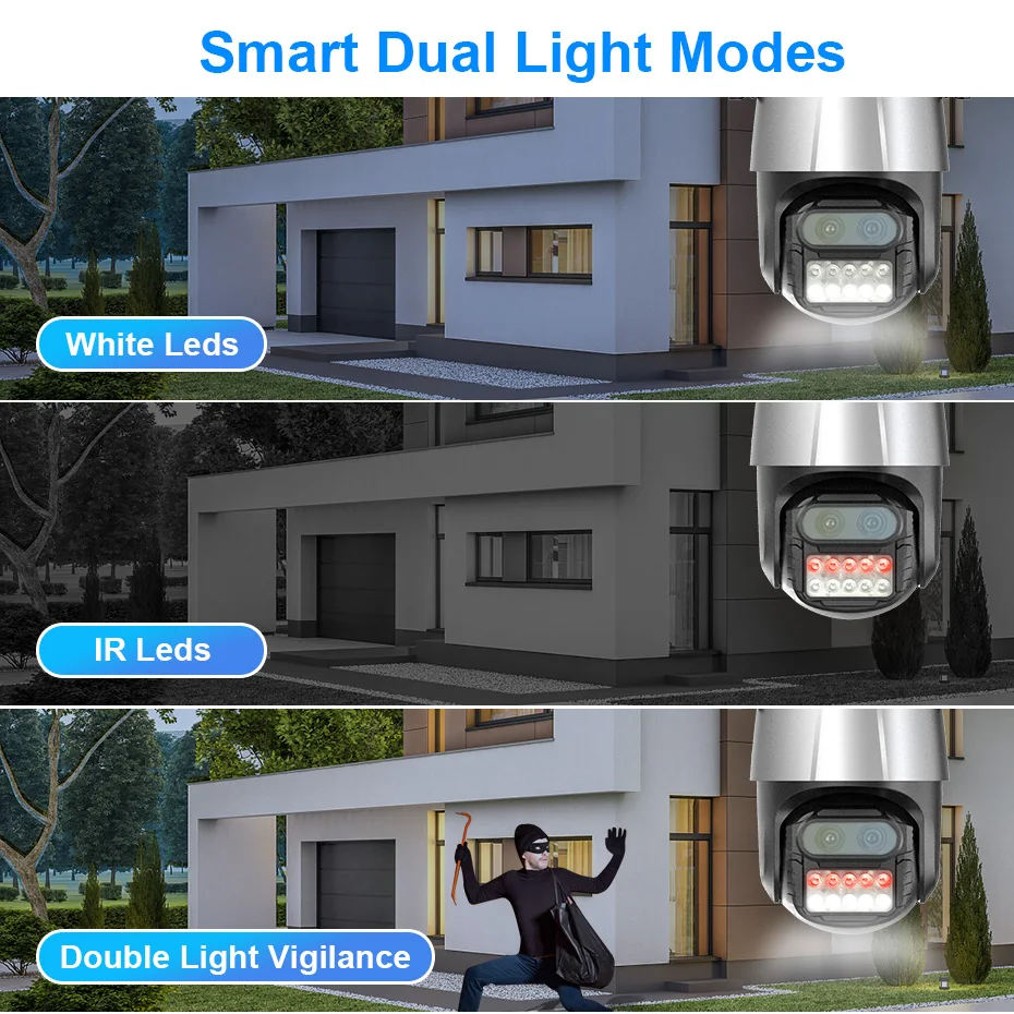 Купить KERUI 8MP 4K PTZ IP камера для наружного применения с двумя объективами 8X Zoom скоростная купольная камера с противоугонной сиренной сигнализацией Ai ...