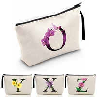 girl makeup bag flower letter pattern classic coin purse organizer bag for travel bags pouch bridal party cosmetic bag