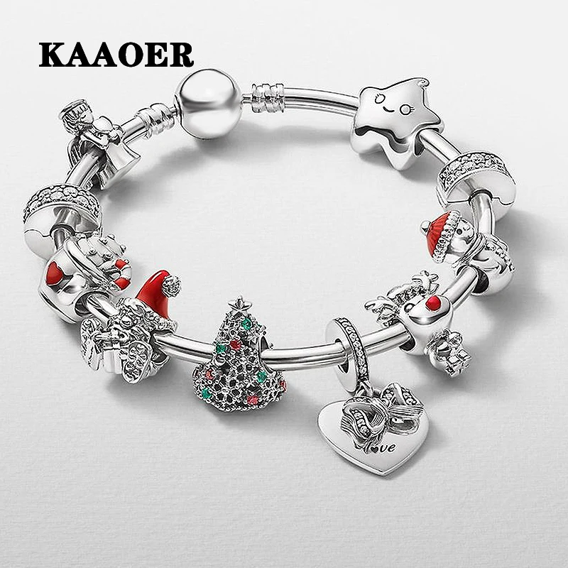 

Новый Рождественский браслет KAAOER из серебра 2023 пробы с бантом в виде звезды, высококачественный подарок для новогоднего браслета для девочек в европейском и американском стиле