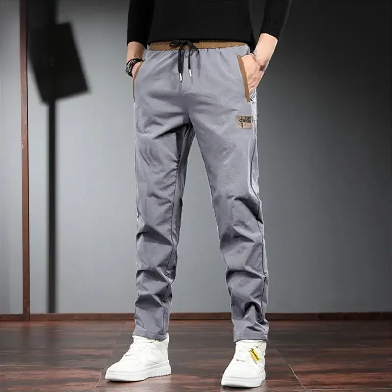 Тонкие повседневные брюки из ледяного шелка мужские летние прямые спортивные