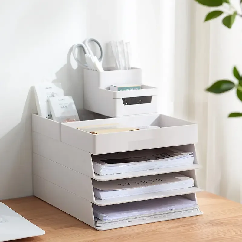 

A4 Paper Organizer Document Plastic Case Office Table Desk Storage Superposition Filling File Box Wholesale