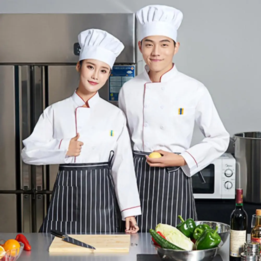 

Форма шеф-повара, полезная обеденная кухня, рубашка шеф-повара с длинными рукавами и пуговицами, одежда для готовки