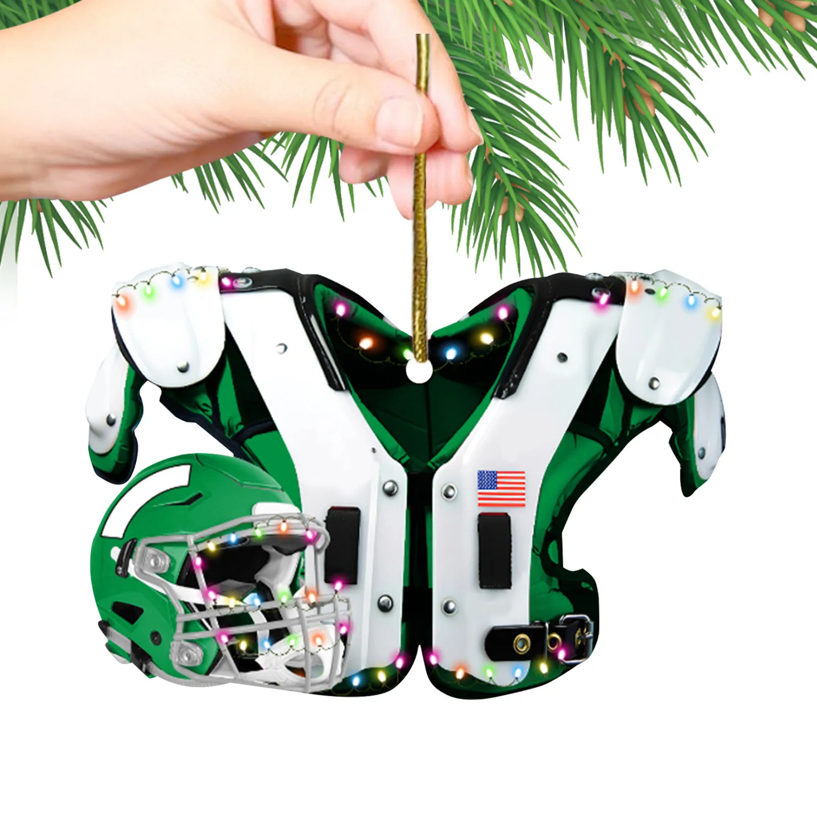 2022 DIY American Football Shoulder Pads And Helmet For Christmas Tree Decoration Car Rearview Mirror Pendant Crafts Collection |