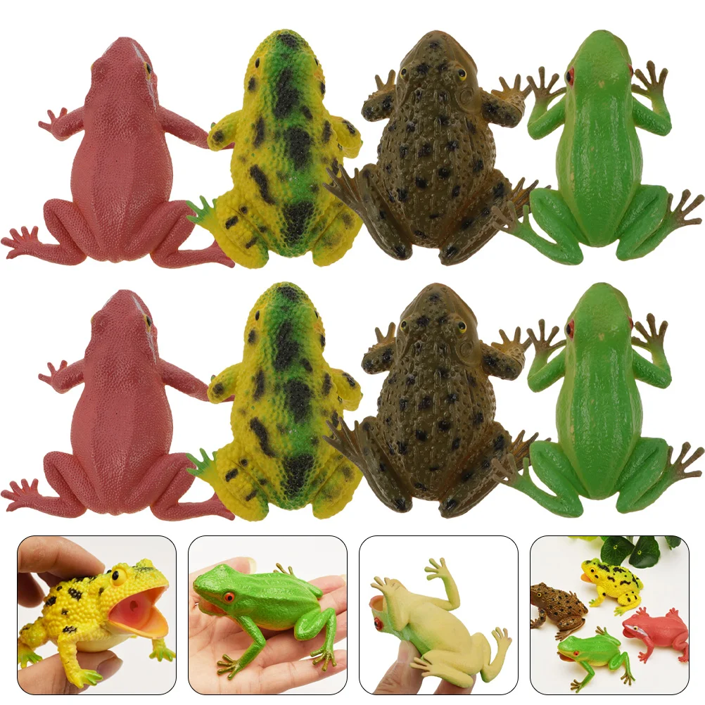 

8pcs Simulated Frogs Adornments Frogs Modeling Statues Sound Frogs Figurines