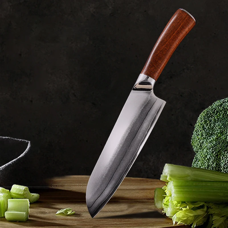 

Santoku Knife Sharp Chefs Cleaver Slicing Sashimi Sushi Ham 9 Layers Clad Steel 18cm Blade Kitchen Knives Handmade Forged Messer