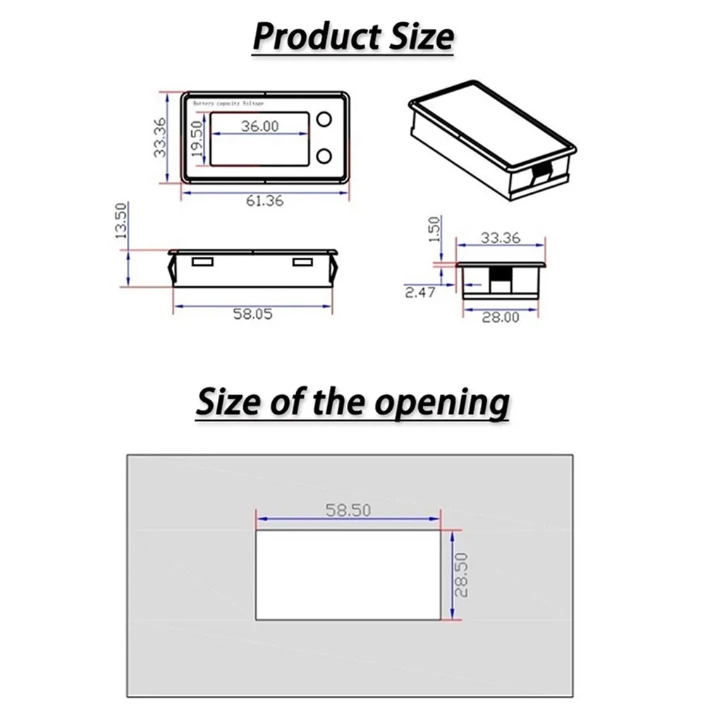 Индикатор емкости аккумулятора постоянного тока 8 В-100 В свинцово-кислотный