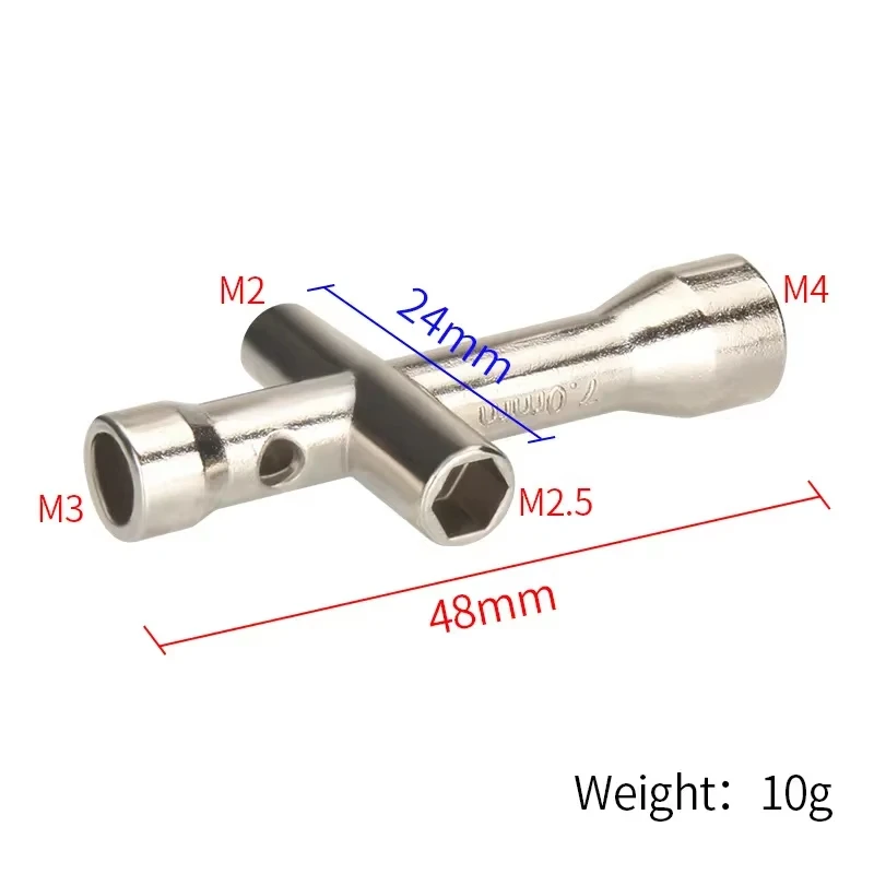 Фото Многофункциональный ключ 4-в-1 для сопел 3D-принтеров: M2, M2.5, M3, M4, шестигранный, крестообразный, для E3D V5 V6, Bambu X1 P1 A1, мини-ключ для сопел №3