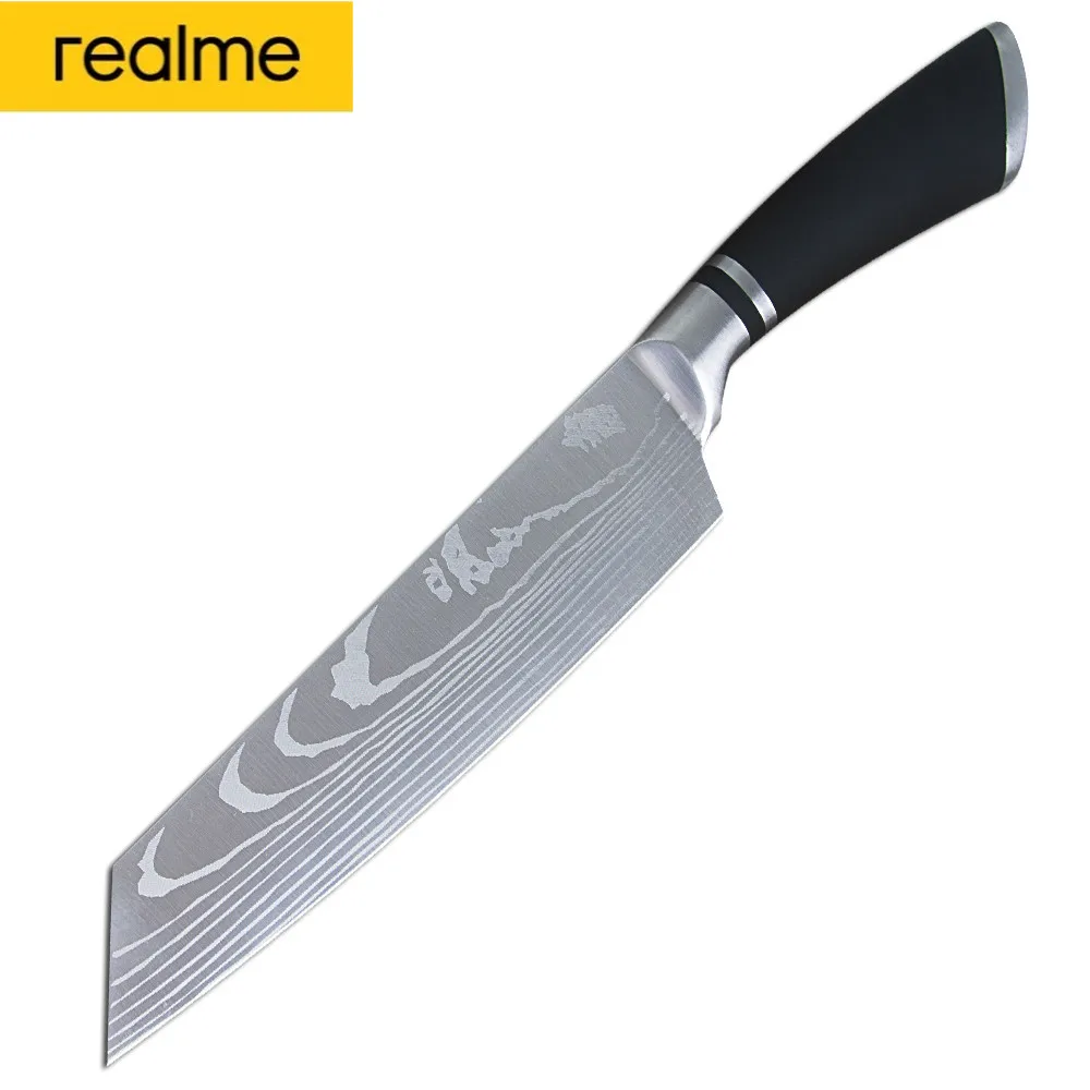 

Realme 8 Inch Pro Chef's Nakiri Knife Stainless Steel Chef Knife Kitchen Knife Santoku Meat Cleaver Beef Knife Gift with Cover