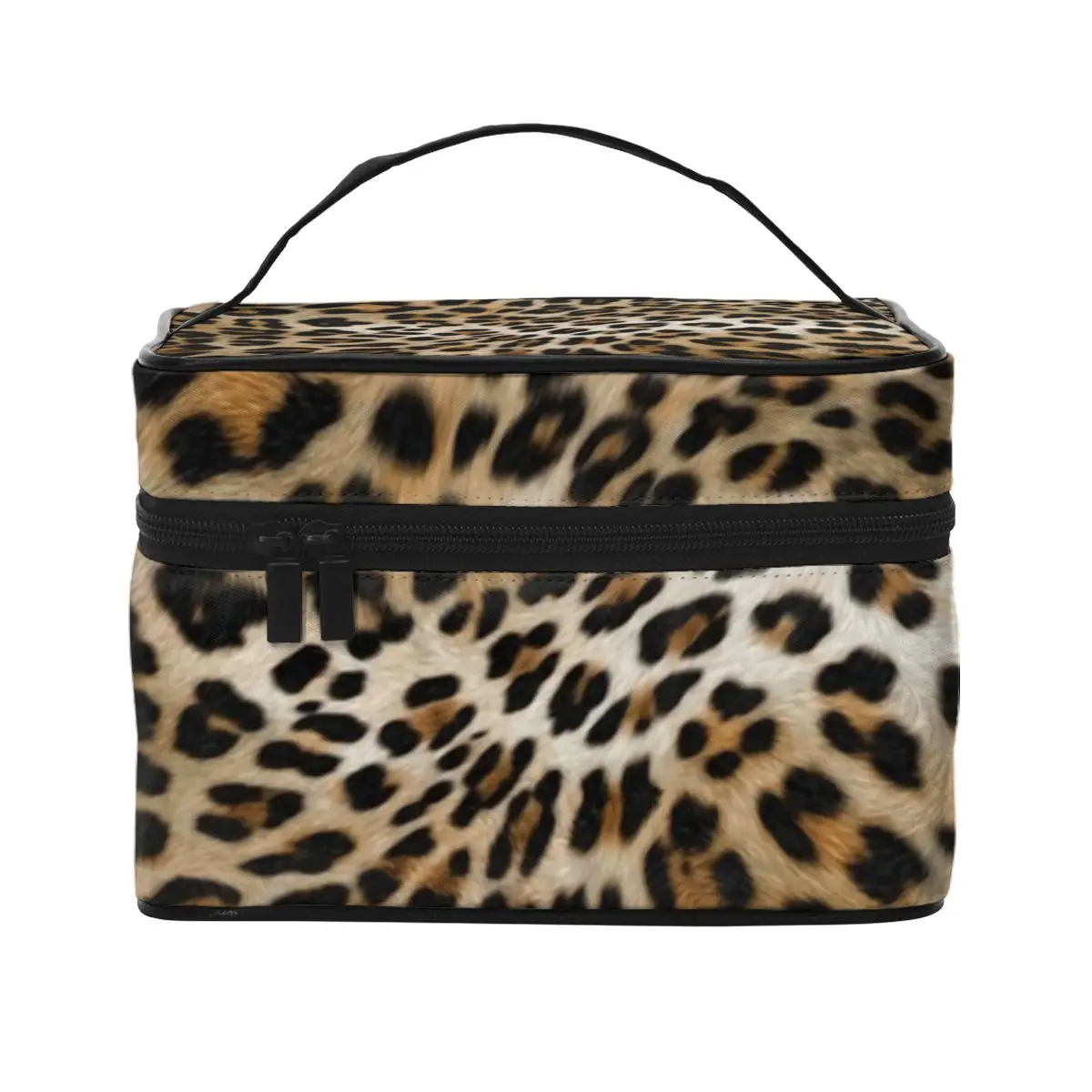

Animal Skin Print Cosmetic Bags Leopard Pattern For Makeups Multi-purpose Storage Organizers with Handle Women's Makeup Pouch