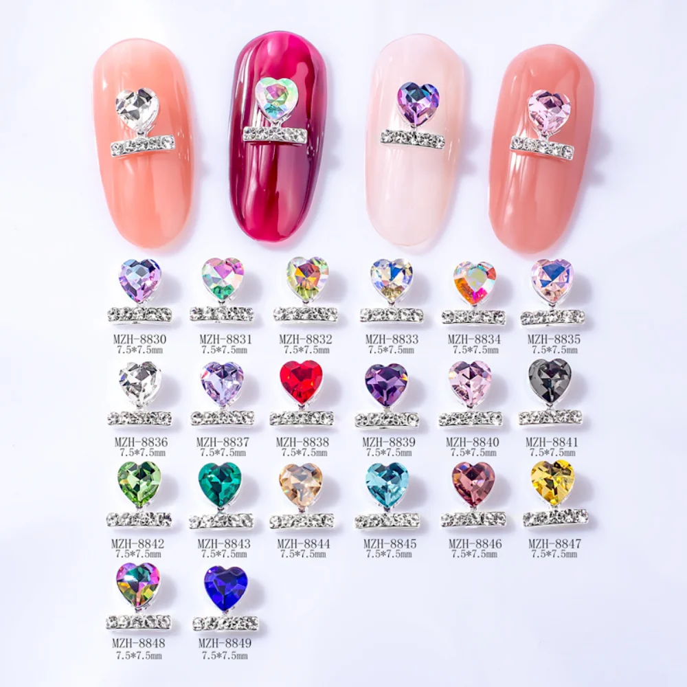 

New Nail Love Jewelry Peach Heart Diamond Gold Silver AB Versatile Nail Accessories Diamond Valentine's Day Nail DIY Decoration