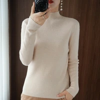 half high collar cashmere sweater pullover autumn and winter slim fitting women wear long sleeved sweater pullover knit top