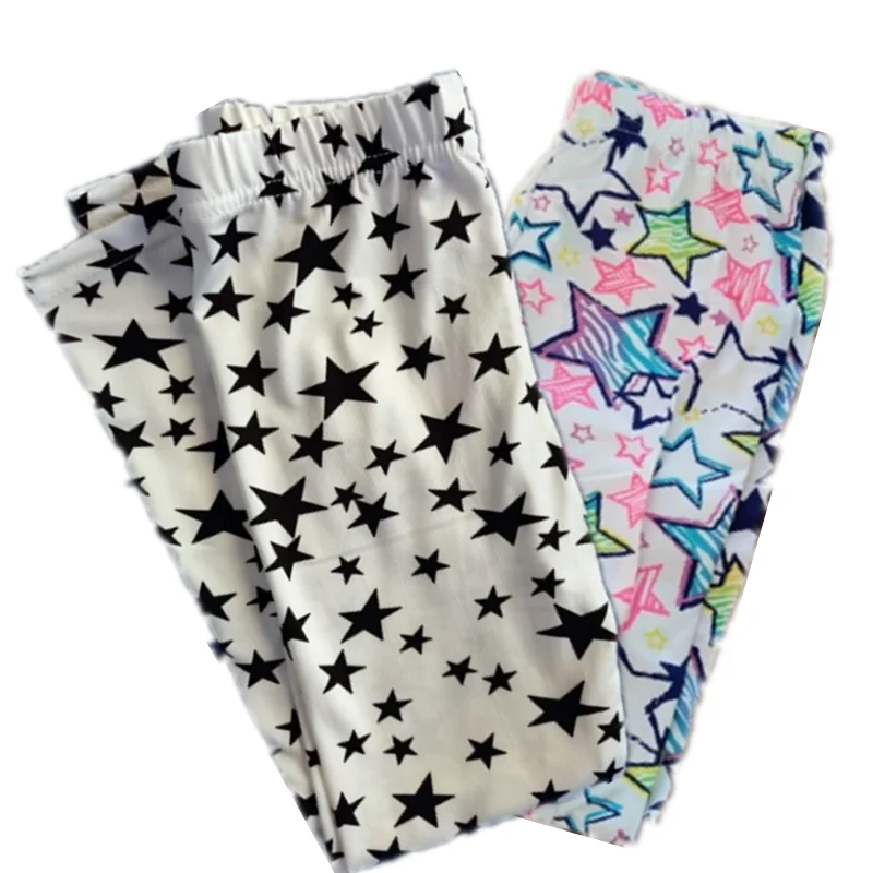 

Зимняя одежда для девочек, леггинсы, брюки-карандаш для маленьких девочек, Осенние штаны с принтом в виде звезд и цветов, теплые леггинсы для...