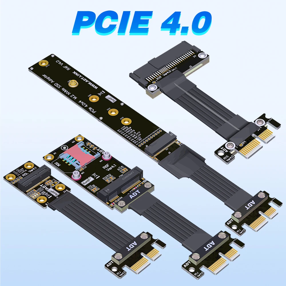 

Riser PCI-E 4,0 X1 на M.2 U.2 SSD Mini PCI-E mPCIe SFF8639 Удлинительный кабель PCI Express PCIe 1X беспроводной NIC M2 Wifi NVMe ADT