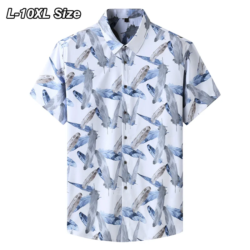 

Plus Size Summer Men's Short Sleeve Vacation Hawaiian Floral Print Beach Shirt Casual Male Brand Clothes 8XL 9XL 10XL