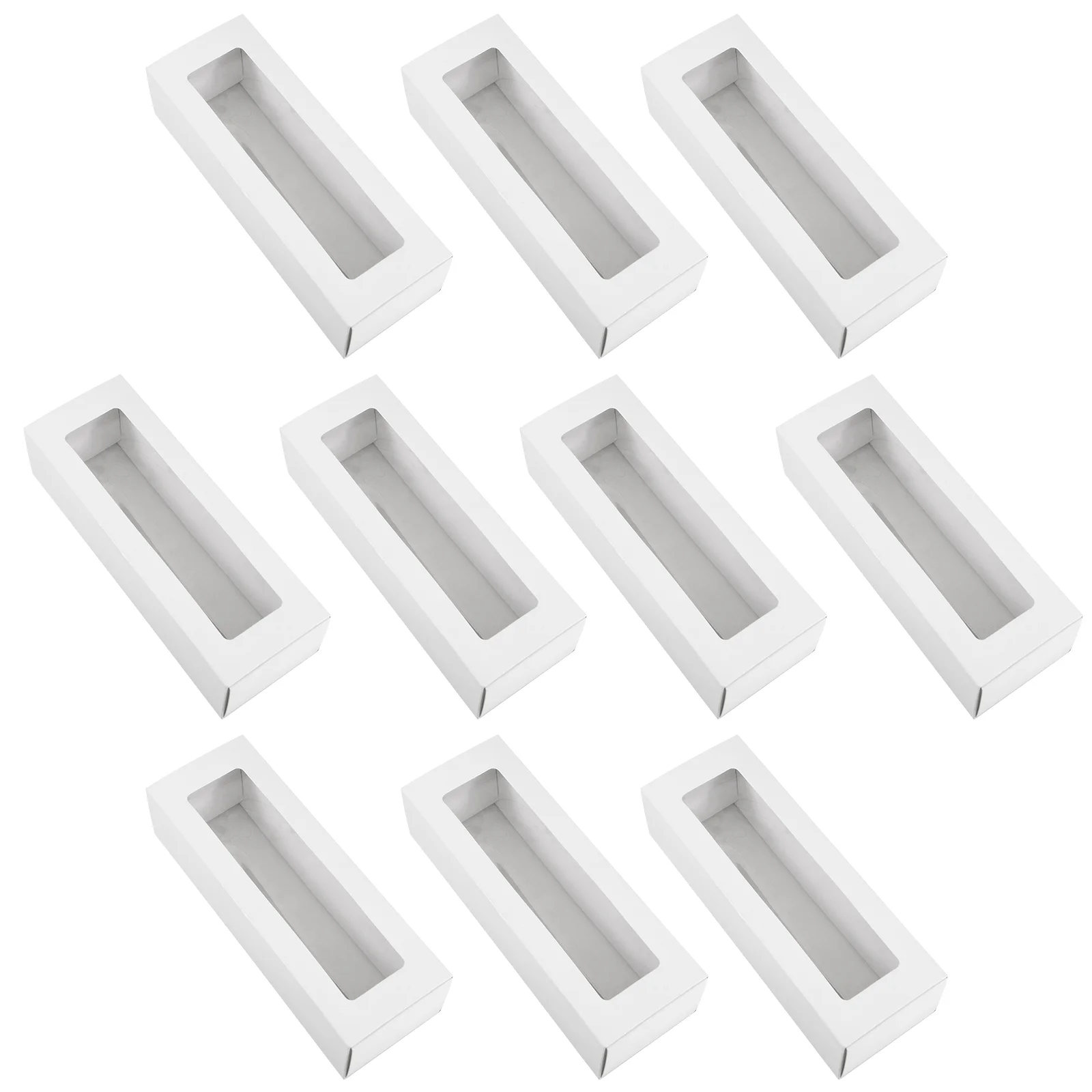 

10 Macaron Boxes with Window Candy Storage Holders Kraft Macaron Boxes with Clear Display Window