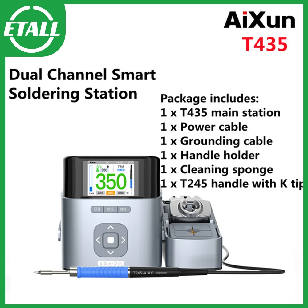 Фото Интеллектуальная паяльная станция Aixun T405 T410 T435 с электрическим паяльником T115/T210/T245 для ремонта фотоэлементов поверхностного монтажа BGA №1