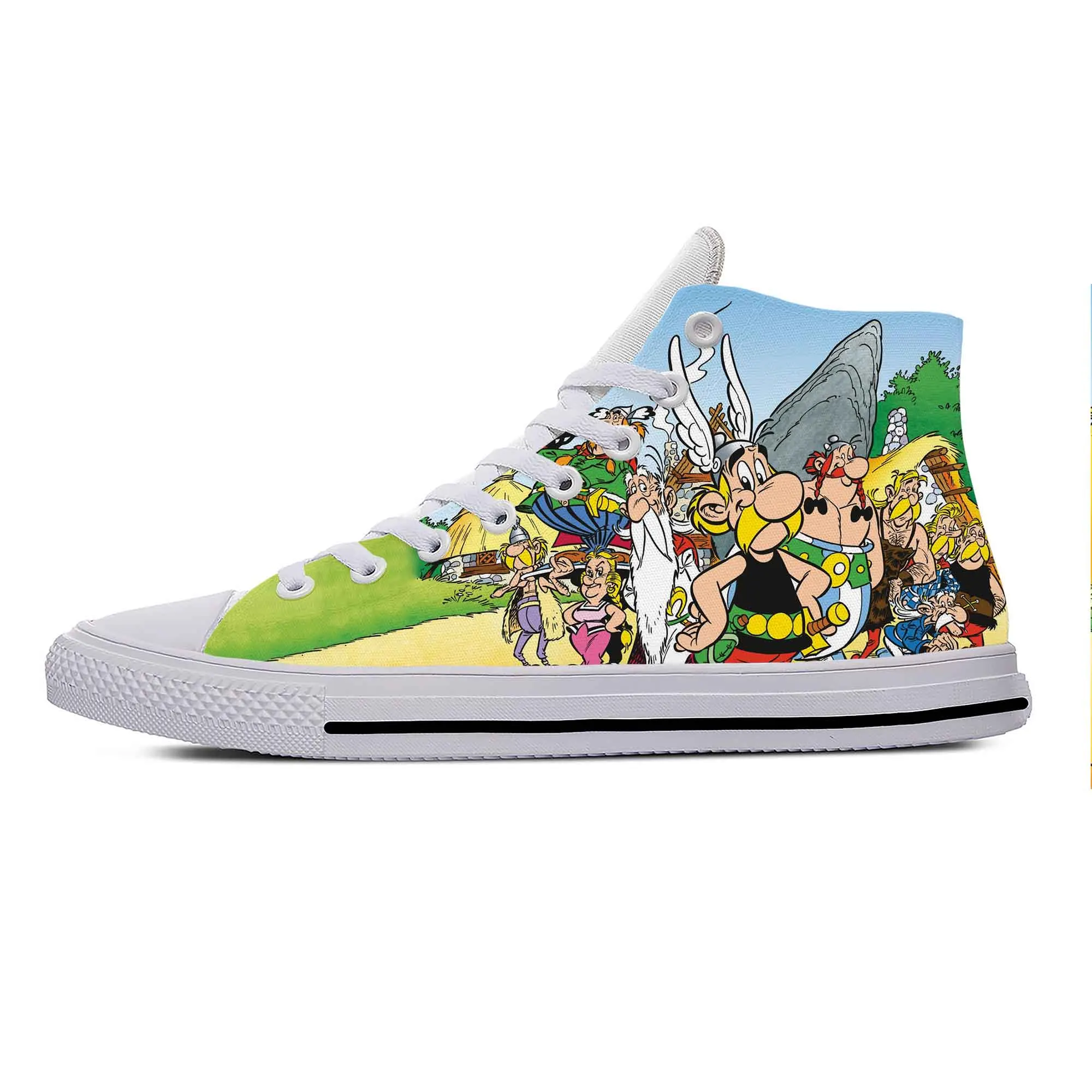 

Hot Anime Cartoon Manga Asterix Obelix Adventures Casual Cloth Shoes High Top Lightweight Breathable 3D Print Men Women Sneakers