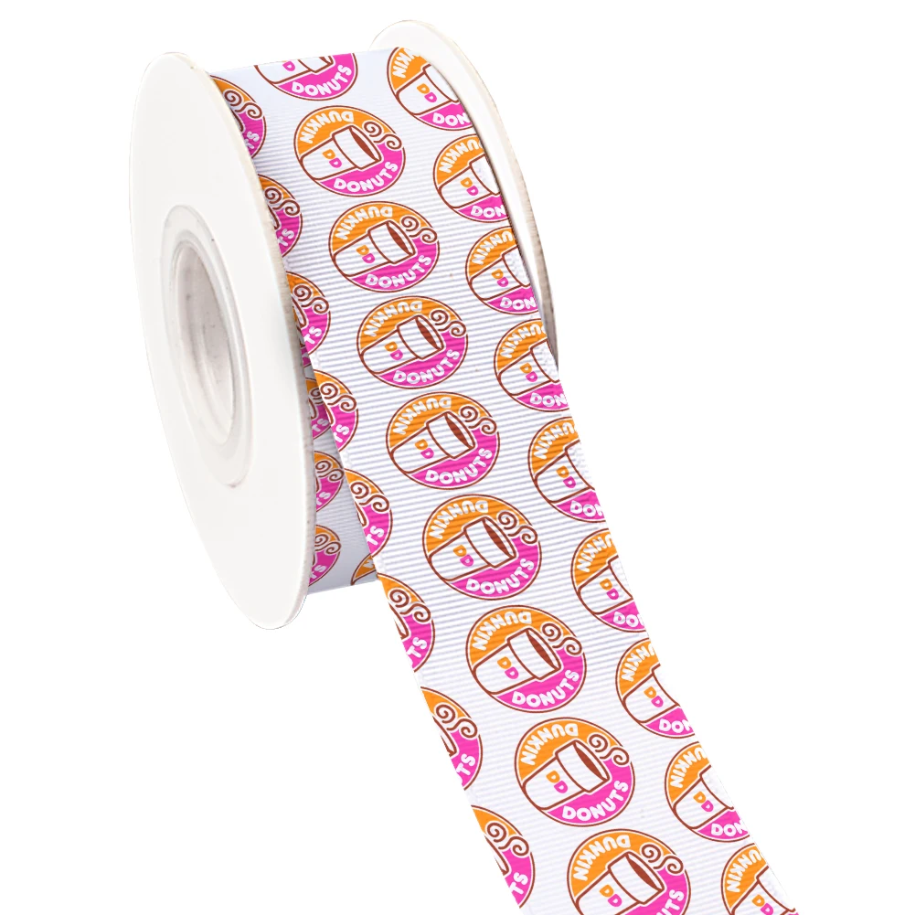 Милая Репсовая лента Dunkin с принтом пончиков/Атлас для упаковки подарков