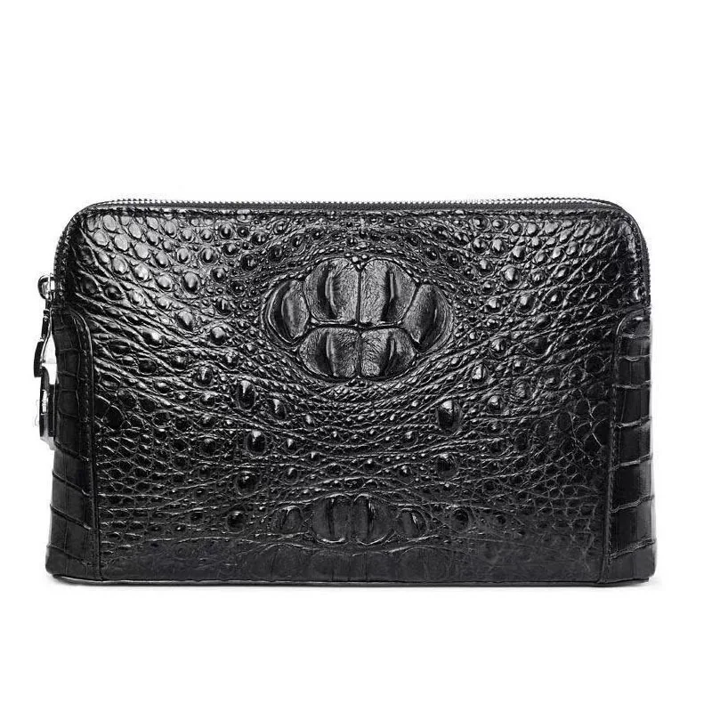 

kexima wanexing Crocodile leather hand bag men bag fashion casual real crocodile skull bag business back bone leather password