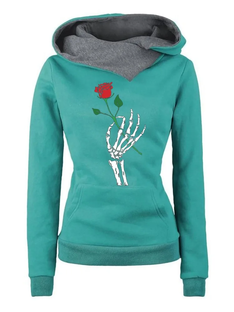 Зимние толстовки с принтом розы женская одежда модный флисовый винтажный