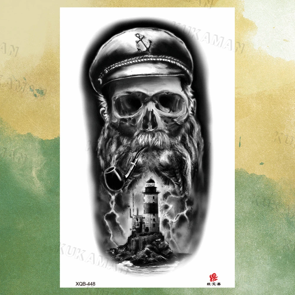 Временные татуировки для мужчин женщин черный скелет Лев слон роботизированная