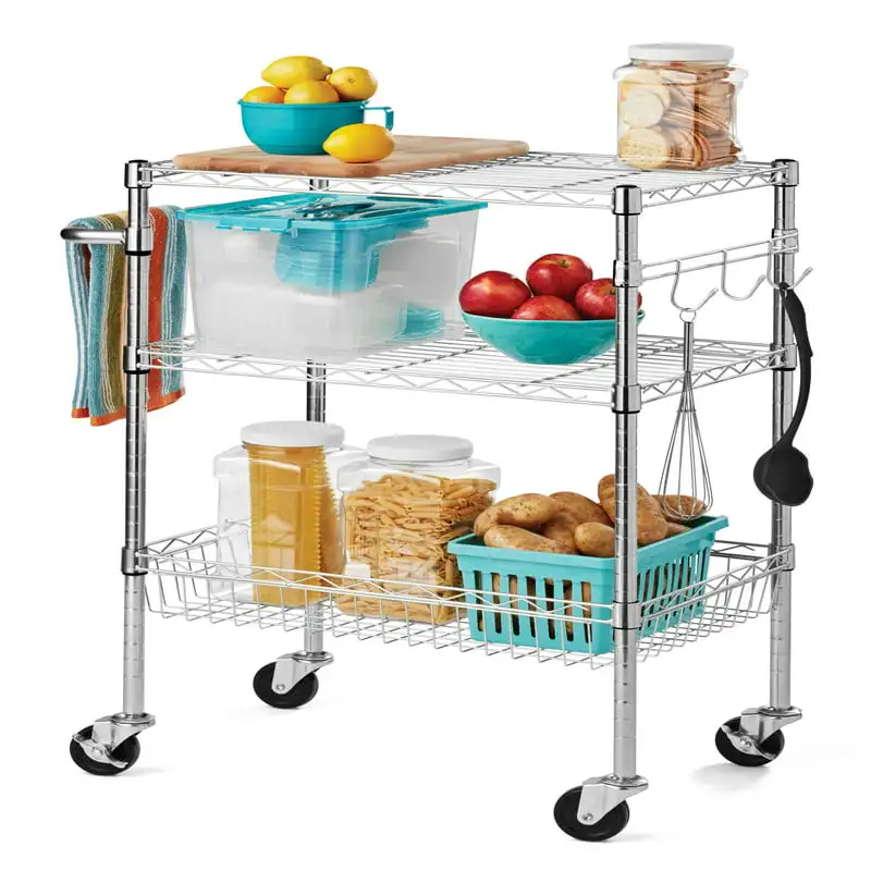 

Tier Wire Shelf Rolling Cart, Zinc, 500 lb Capacity car accessories Free Shipping