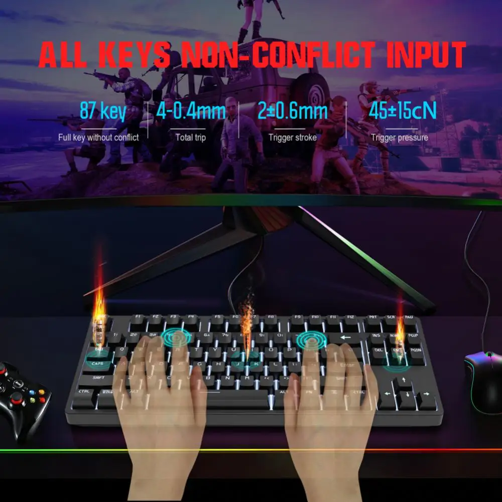 

Usb Usb Keyboard 87-key Rgb Usb Wired Keyboard Backlight Home Office Gaming Keyboard Keyboard Portable Gaming Accessories