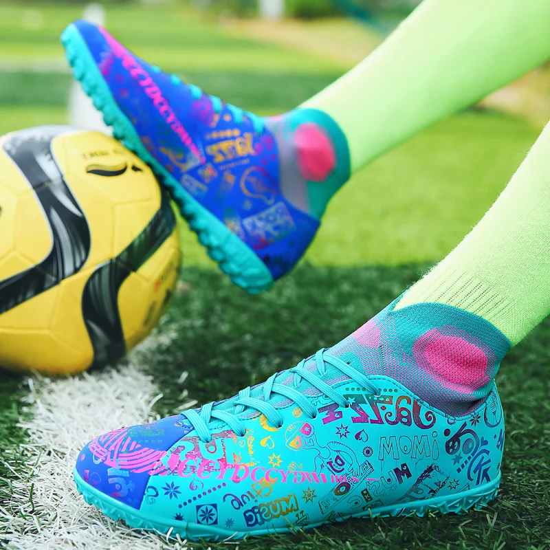 Man Football Boots Outdoor Turf Athletic Soccer Shoes Boy  High Top Football Cleats Training Sneakers Men Sports shoe size 33-46